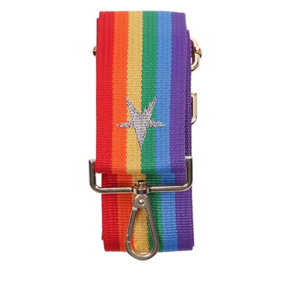 Rainbow Stripe with Silver Glitter Star Bag Strap. - Picture 9 of 9